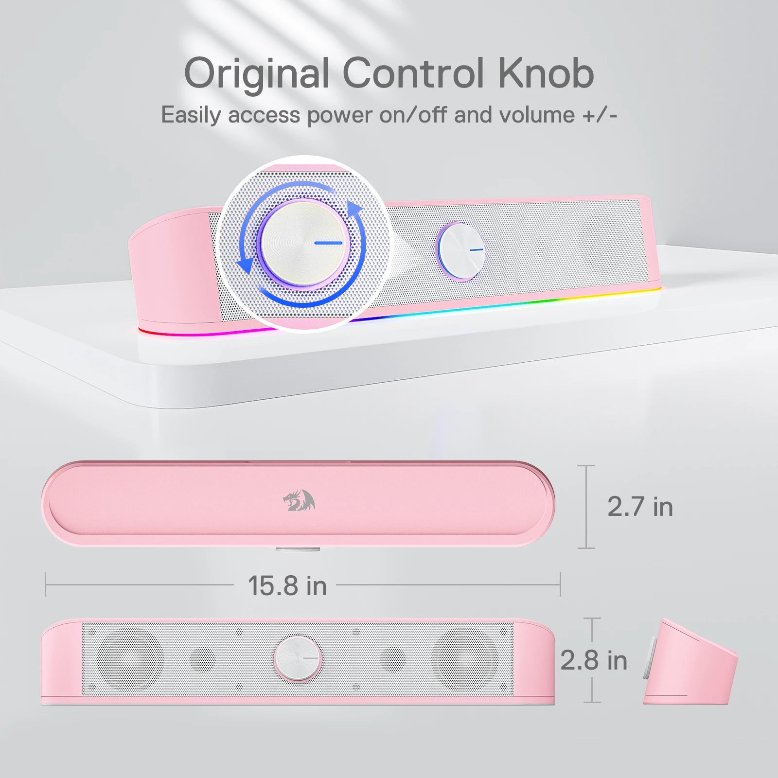 GS560 RGB Desktop Soundbar, 2.0 Channel Computer Speaker with Dynamic RGB Audio